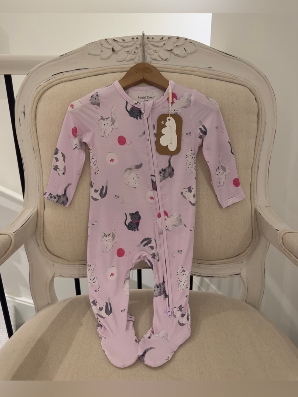 🐈 9~12 Mth NWT Angel Dear Kitties And Yarn Sleeper Baby Footie